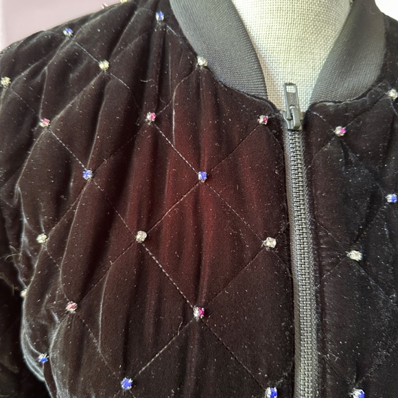 Parker Meredith Velvet Bomber Jacket With Rhinestones - Picture 6 of 11